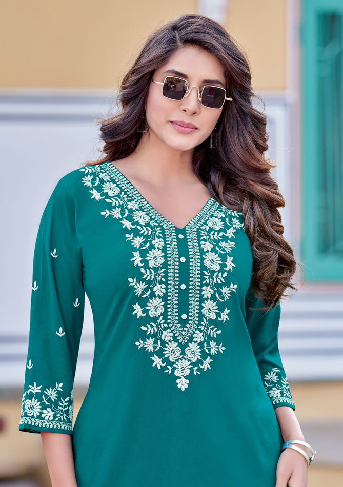 Charmi By Mittoo Thread Work Rayon Ladies Top Wholesale Price In Surat